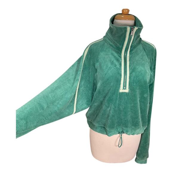 Free People Movement Half Zip Sweater Corduroy Fleece Pullover Small Drawstring - Picture 5 of 15
